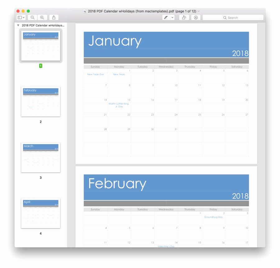 create calendar in pages for mac